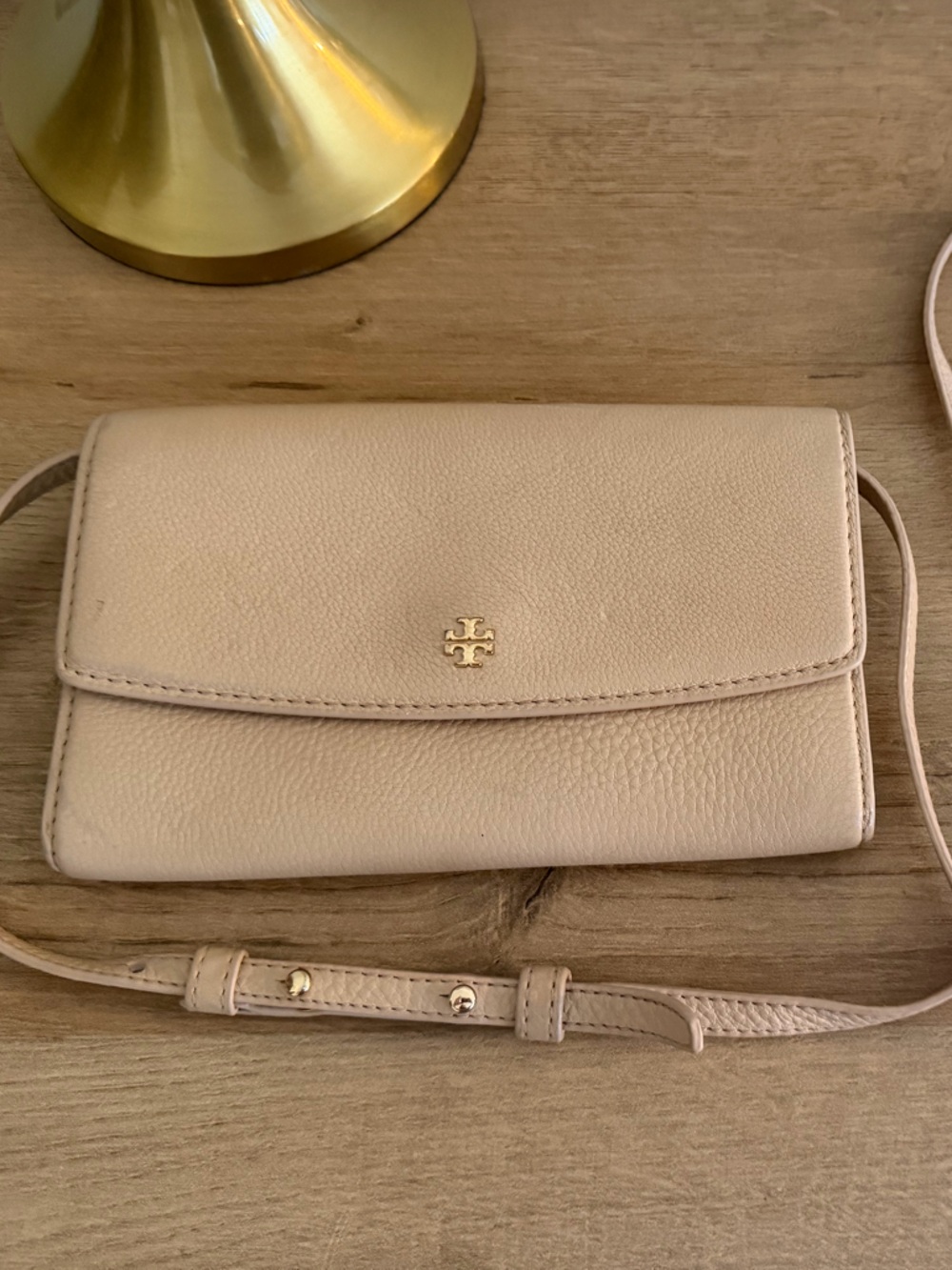 Tory Burch Blush Pebbled Leather Crossbody Wallet